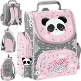 PASO Schulranzen für Mädchen Panda Rosa - Rosa