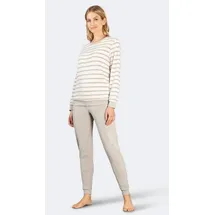 HAJO - Damen Frottee Schlafanzug mit Bündchen, silbermelange, 36/38 - 36-38