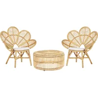 Beliani Beliani, Gartenlounge, Balkonset Rattan natürlich 2-Sitzer Auflagen beige FLORENTINE / LIMNI