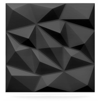 Deccart - Platten 3D Polystyrol Paneele Wand Decke Wandplatten Wandverkleidung 50x50 cm Brylant 12 m2, 48 Stück, Schwarz