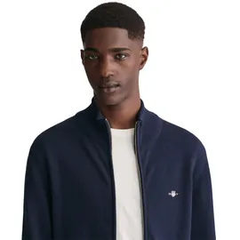 GANT Herren Strickjacke - CASUAL COTTON ZIP CARDIGAN, Stehkragen, Baumwolle Blau 4XL