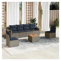 vidaXL Gartensofa-Set 7-tlg. grau Polyrattan