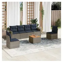 vidaXL Gartensofa-Set 7-tlg. grau Polyrattan