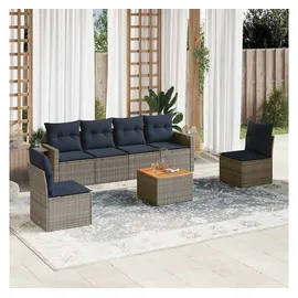 vidaXL Gartensofa-Set 7-tlg. grau Polyrattan