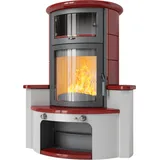Kaminofen HARK 63 GT ECOplus 5 kW - Ofenkacheln: Bordeaux-Rot - Korpus: titan
