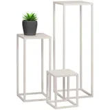 bremermann Blumenhocker 3er-Set, Metall-Blumenständer, Blumensäule (Cremeweiß)