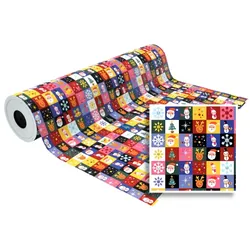 1x Rolle Geschenkpapier Weihnachtsfiguren 62cmx90m - Geschenkpapier für Weihnachten, Weihnachtsgeschenkpapier, Recycelt