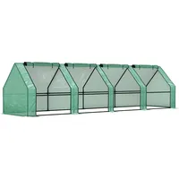Outsunny Gewächshaus mit Reißverschlussfenster, winterfest Foliengewächshaus aus Stahl, Treibhaus für Balkon, Garten, 360 x 90 x 90 cm, Tomatenhaus für Tomaten, Gemüse, Blumen, Grün   Aosom