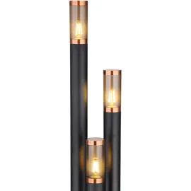 GLOBO Außenleuchte Boston 3-flammig Schwarz Rauchfarben 280 x 1700 mm