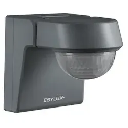 Esylux EM10025402 Bewegungsmelder 280° mit Unterkriechschutz 360°, IP55, anthrazit, fernbedienbar DEFENSOR MD 280° 40 IR 1C IP55 AN