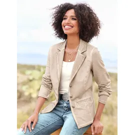 Heine Sweatblazer HEINE "Sweatblazer", Damen, Gr. 48, beige, 95% Baumwolle, 5% Elasthan, Blazer