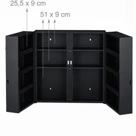 Relaxdays Medizinschrank XXL, abschließbar, 11 Fächer, Stahl, HBT: 53,5x53x19 cm, Medikamentenschrank 2-türig, anthrazit