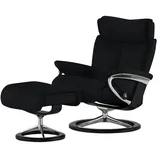 Stressless Relaxsessel Leder 91 x 112 x 84 cm Schwarz mit Hocker