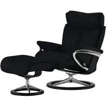 Stressless Relaxsessel Leder 91 x 112 x 84 cm Schwarz mit Hocker