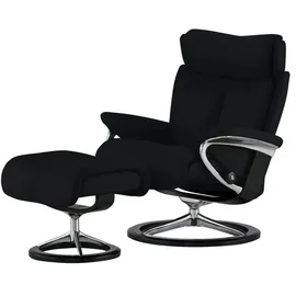 Stressless Relaxsessel Leder 91 x 112 x 84 cm Schwarz mit Hocker