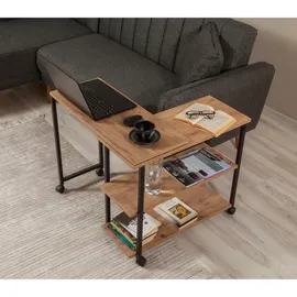 woody fashion Beistelltisch MELIN 63x70 cm braun/schwarz - Braun/Schwarz