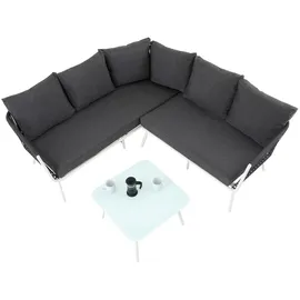 Idimex Gartenmöbel-Set, Weiß, Grau, Metall, Mode, Loungemöbel, Loungemöbel-Sets