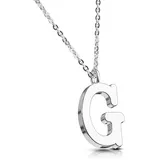 BUNGSA Fingerring G - Kette Buchstaben Anhänger Silber aus Edelstahl Damen G (1-tlg), Halskette Necklace silberfarben G