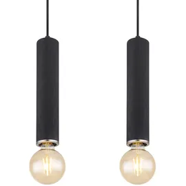 GLOBO Hängelampe 4-flg. 93 cm skandinavisch Holz Metall schwarz nickel