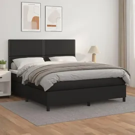 vidaXL Boxspringbett mit Matratze Schwarz 180x200 cm Kunstleder