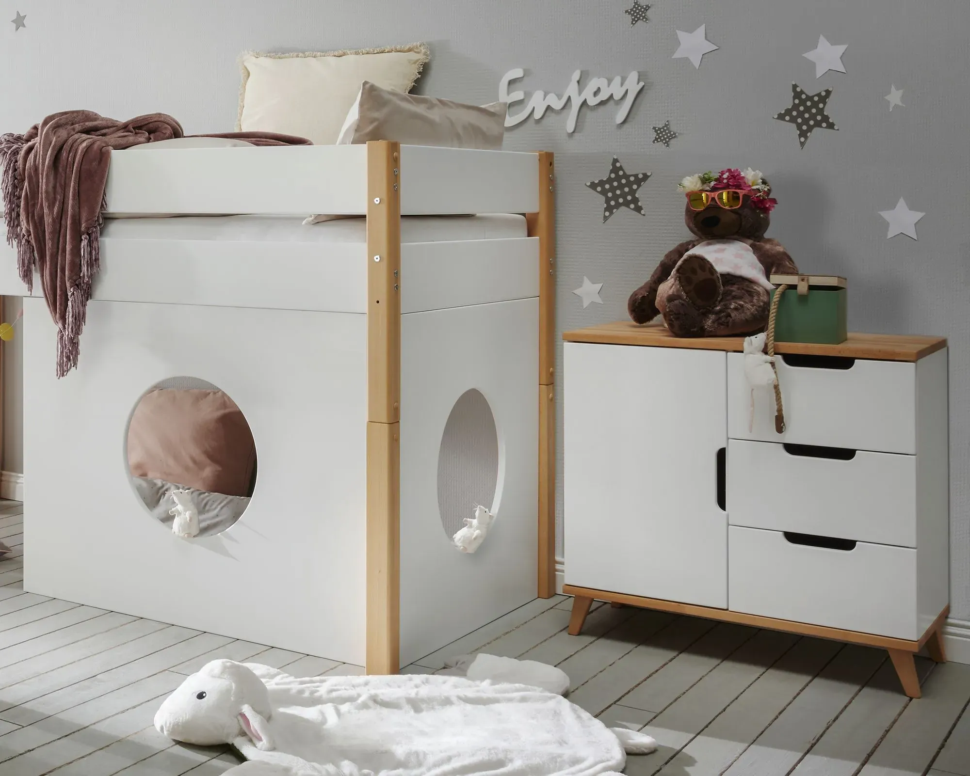 INFANSKIDS »Infanscolor« Kinderzimmer Kommode I weiß weiß-Buche