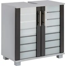 Schildmeyer Waschbeckenunterschrank SCHILDMEYER "Nikosia", grau (silberfarben, anthrazit), B:60cm H:63,5cm T:32,5cm, Schränke, Waschbeckenunterschrank, Höhe 64 cm, mit Glastüren, hochwertige MDF-Fronten, Metallgriffe