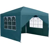 HENGMEI Pavillon 3x3m, Partyzelt Wasserdicht Stabil Winterfest, Metall Faltpavillon Gartenpavillon Pergola für Party, Marktstand, Garten mit 4 Seitenteilen und Fenstern, Grün