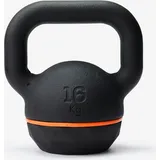 Kugelhantel Kettlebell aus Gusseisen und Basis aus Gummi  - 16 kg SCHWARZ|orange 16kg