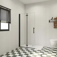 AICA Walk-In-Dusche mit Falttür 120 x 195 cm schwarz 6mm Nano-ESG