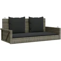 VidaXL Hängebank mit Kissen Grau 119x56x48 cm Poly Rattan