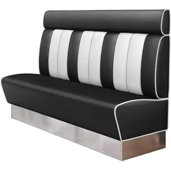 Dinerbank | Schwarz | B:H 200 x 128 cm | Gestreift | Leder | American Diner Sitzbank, American Dinerbank, American Diner Möbel