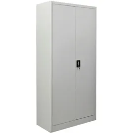 Proregal Flügeltürenschrank ELEPHANT Metall Aktenschrank abschließbar 180x80x40cm Stahl 4 Ebenen Stahlschrank Lichtgrau Werkstattschrank