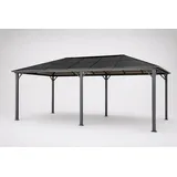 4iQ Hardtop Gartenpavillon 3x6 m mit Polycarbonatdach – Metall Pavillon für Terrasse & Garten, 18 m2 Anthrazit - Braun