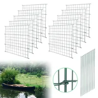 Cecaylie Teichzaun Set, 15x Steckzaun Metall, Länge 3,75 m Metallzaun Grün, Freigehege Gartenzaun Tiergehege Gartenzäune