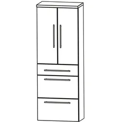 Puris Crescendo Hochschrank 60 x 30 x 162,8 cm mit 2 Auszügen und 2 Türen, Badmöbel,