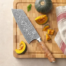 Zayiko Kinone Damast Blockmesser Kiritsuke I 20 cm Klinge I Wurzelholzgriff Birke