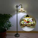 Vintage Schlafzimmer Stehleuchte Tiffany Wohnzimmer Stehlampe mit Fußschalter Retro Büro Leselampe Mit Libelle Lampenschirm aus Glas für Study Cafe Standlamp Ø30cm Verstellbarer Lampenschirm H165CM