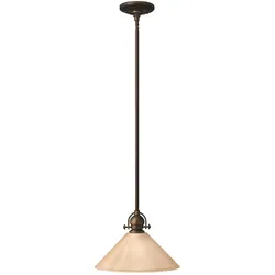 Mayflower 1-flammige Mini-Pendelleuchte - Alte Bronze, Stahl, geätztes Bernsteinglas - HK-MAYFLOWER-P-B