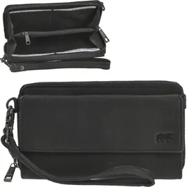 Bear Design Handytasche zum Umhängen Leder mit Geldbörse "Lilian" schwarz - Schwarz