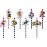 Festivalartikel Trinkhalme Paw Patrol Trinkhalme 8 Stück Papierstrohhalme Einweg Strohhalme bunt