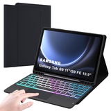 ROOFEI Galaxy Tab S9 FE/S9 Hülle mit Tastatur QWERTZ : 3-Zonen-7-Farbige DIY Hintergrundbeleuchtung, Smart Touchpad, Abnehmbare Tastatur Hülle für Samsung Galaxy Tab S9 FE 10.9''/Tab S9 11'' 2023