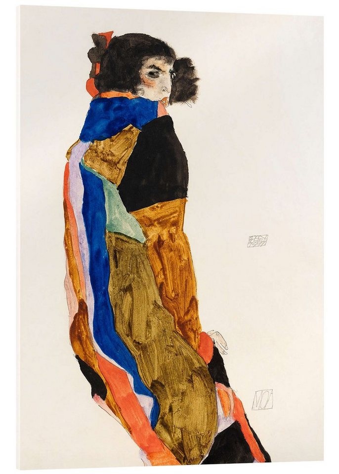 Posterlounge Acrylglasbild Egon Schiele, Moa, Wohnzimmer Malerei beige 50 cm x 70 cm