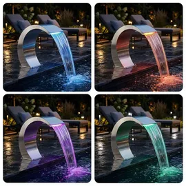 vidaXL Wasserfall Poolbrunnen Silber 61 x 30 x 71 cm