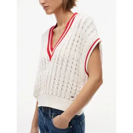 Tommy Hilfiger Pullunder mit Zopfmuster Weiß S