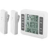 Kühlschrank Thermometer - Wireless Digital mit Akustischem Alarm, für Kühlschrank und Gefrierschrank, 2 x Sensor mit Min/Max Display