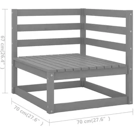 vidaXL 9-tlg. Garten-Lounge-Set Grau Kiefer Massivholz