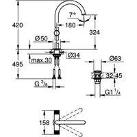 Grohe Atrio Einlochbatterie Satin Graphite