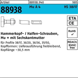 HALFEN Hammerkopfschraube R 88938 38/17 6-ktmutter M10x 30 MuA 4 50St. HALFEN