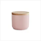 Springlane Keramik Vorratsdosen mit Holzdeckel Sweet Scandi, Kautschukholz-Deckel, Aufbewahrungsdosen, Frischhaltedosen - 1x Rosa: 10x9cm