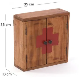 DESIGN DELIGHTS Design, Delights MEDIZINSCHRANK Medic 35 | 35x35x13cm (HxBxT), Mahagoni Wandschrank im Shabby Chick Arzneischrank, Erste Hilfe Schrank aus Holz, 35x35x13 cm, Badezimmer, Badezimmerschränke, Medizinschränke